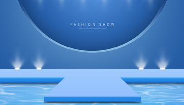 蓝色场景T台水台PSD分层