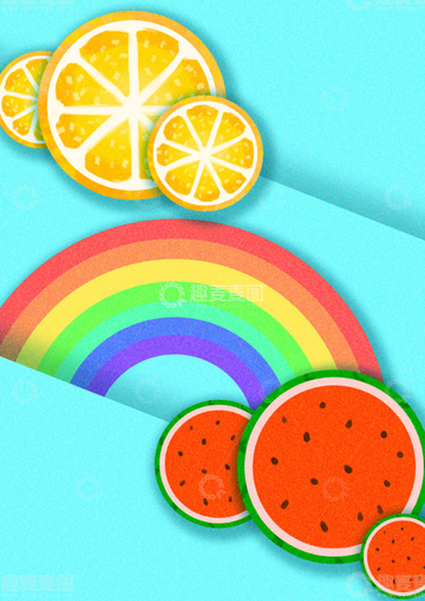 源文件下载【趣麦麦图】扁平大暑清凉水果插画