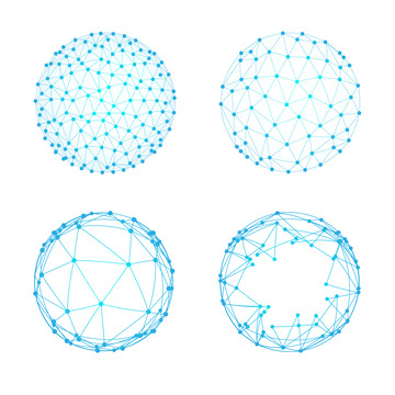 蓝色渐变科技感网络立体球背景素材