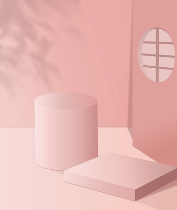 玫粉冰粉色渐变立体展示空间场景视窗背景