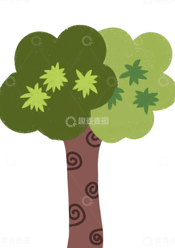 源文件下载【趣麦麦图】绿色春天大树手绘元素