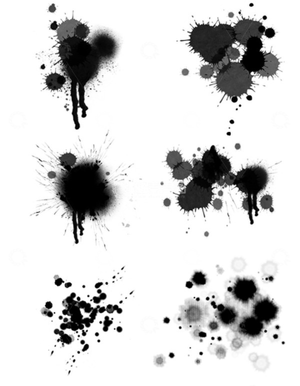 源文件下载【趣麦麦图】黑白水墨风喷溅手绘元素