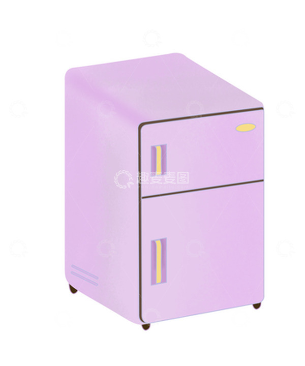 源文件下载【趣麦麦图】紫色清新小冰箱家具卡通素材