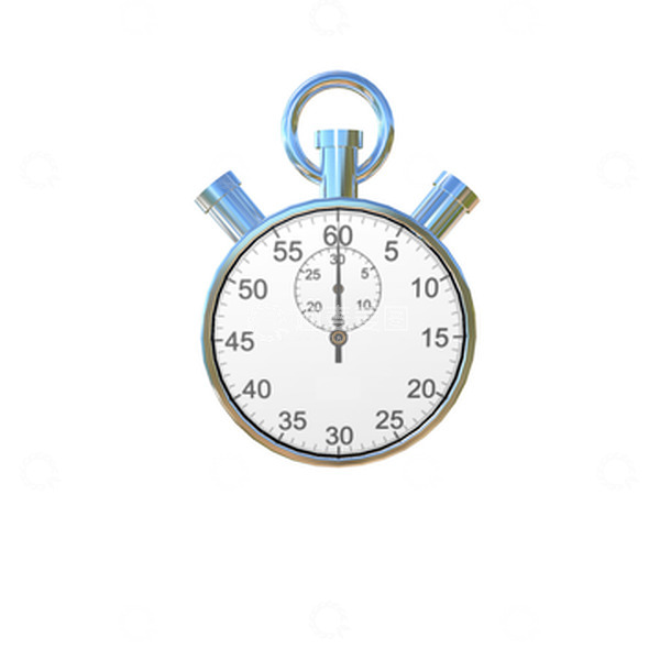 源文件下载【趣麦麦图】银色金属秒表钟表c4d