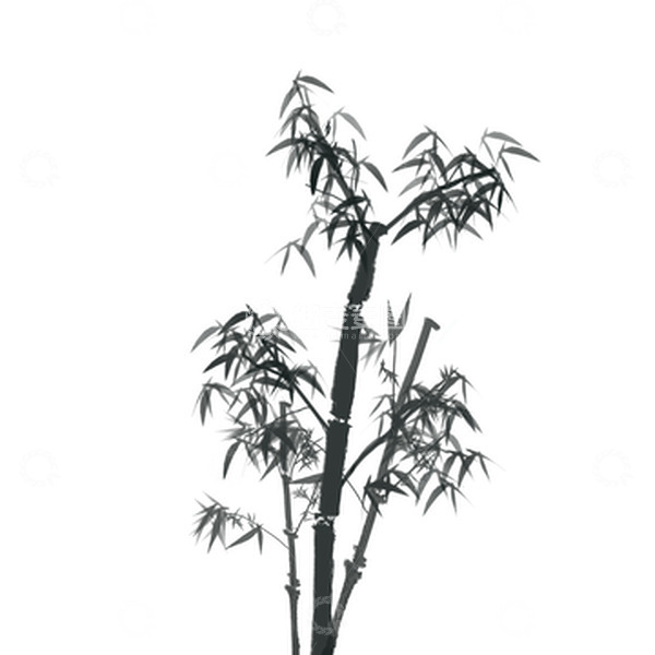 源文件下载【趣麦麦图】黑白水墨风手绘竹子国潮