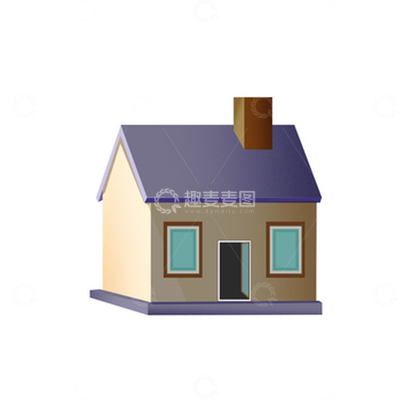 源文件下载【趣麦麦图】紫色卡通小木房屋