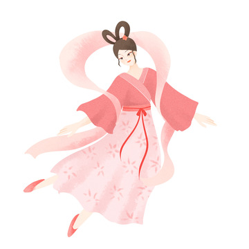 手绘中秋嫦娥奔月人物素材