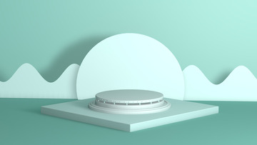 绿色小清新c4D展台背景