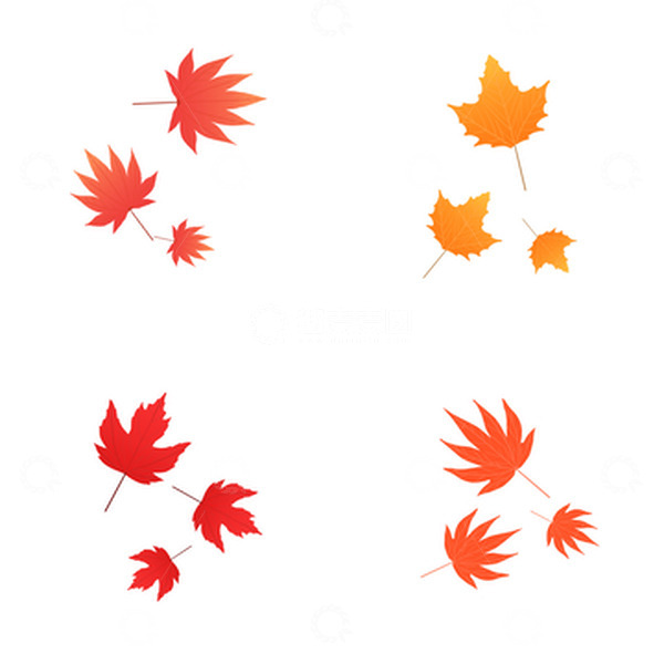 源文件下载【趣麦麦图】扁平枫叶立秋元素