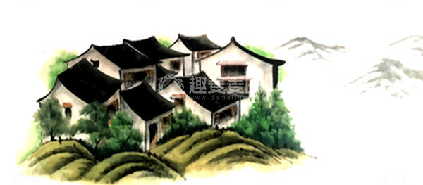 源文件下载【趣麦麦图】水墨山水国画深山静养小村