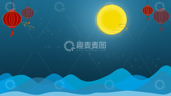 源文件下载【趣麦麦图】中秋圆月灯笼立体场景活动宣传背景中秋手绘