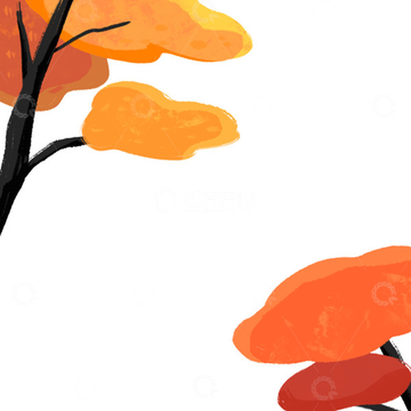 源文件下载【趣麦麦图】扁平金黄树木立秋元素