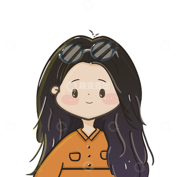 源文件下载【趣麦麦图】橙色裙子长发女孩眼镜手绘头像