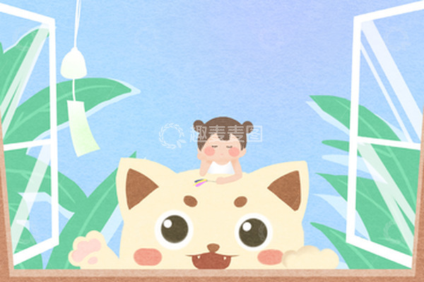 源文件下载【趣麦麦图】动物猫猫卡通小人夏天手绘q版背景