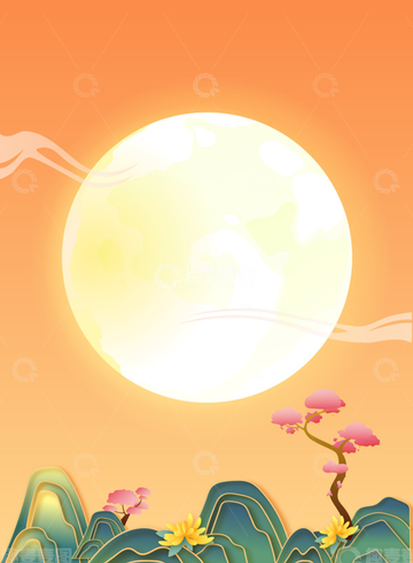 源文件下载【趣麦麦图】中秋节月圆团圆雏菊海报背景
