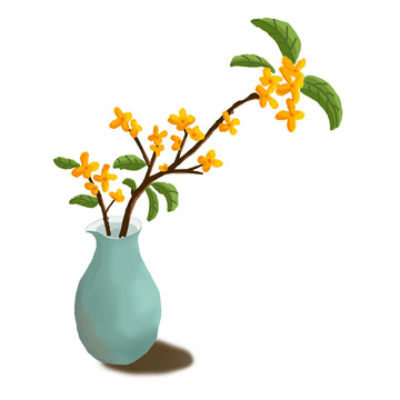 中秋手绘桂花花瓶装饰