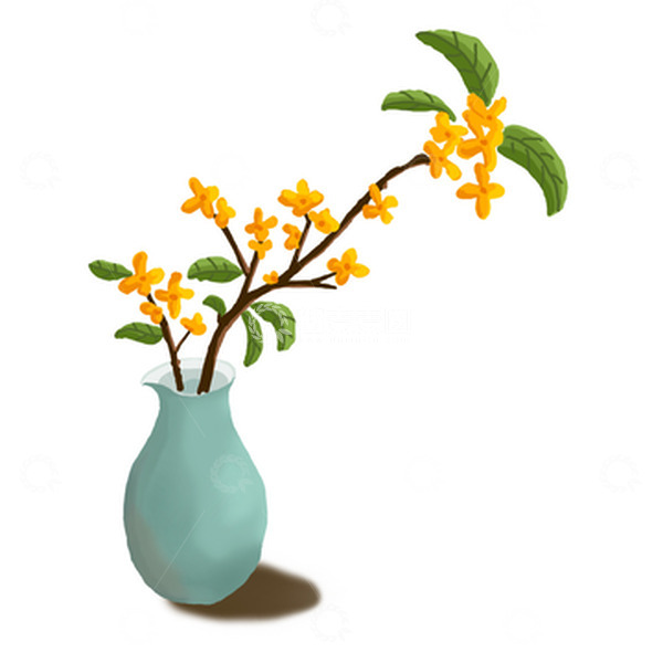 源文件下载【趣麦麦图】中秋手绘桂花花瓶装饰