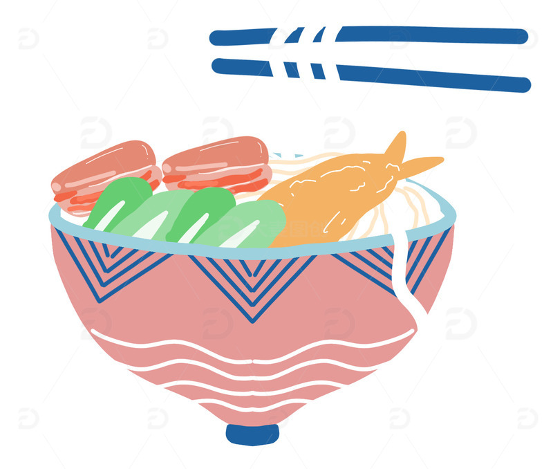 源文件下载【趣麦麦图】手绘一碗面卡通扁平装饰图形