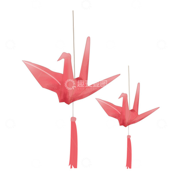 源文件下载【趣麦麦图】粉色节日千纸鹤挂件许愿手绘素材