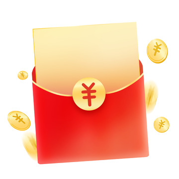 手绘红色金币红包