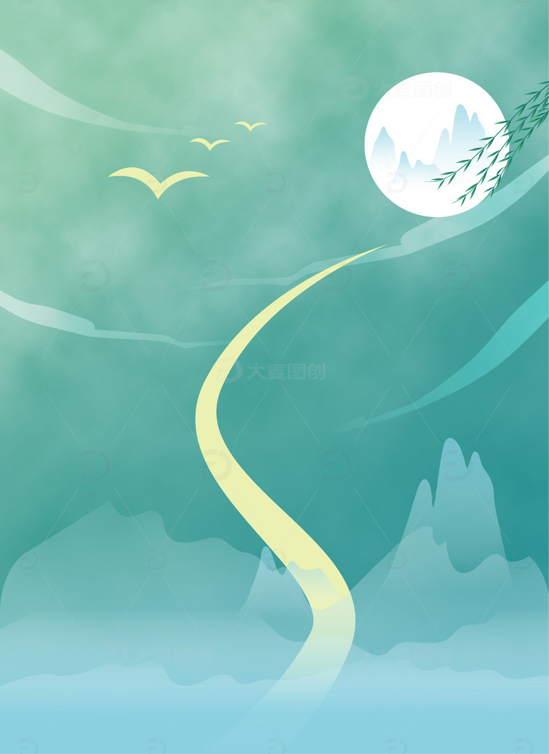 源文件下载【趣麦麦图】中秋月亮国潮风思乡海报背景