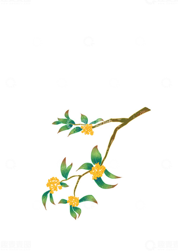 源文件下载【趣麦麦图】国潮风中秋元素桂花手绘秋