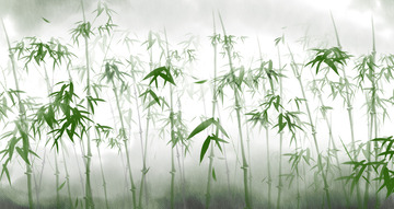 水墨风绿色竹林