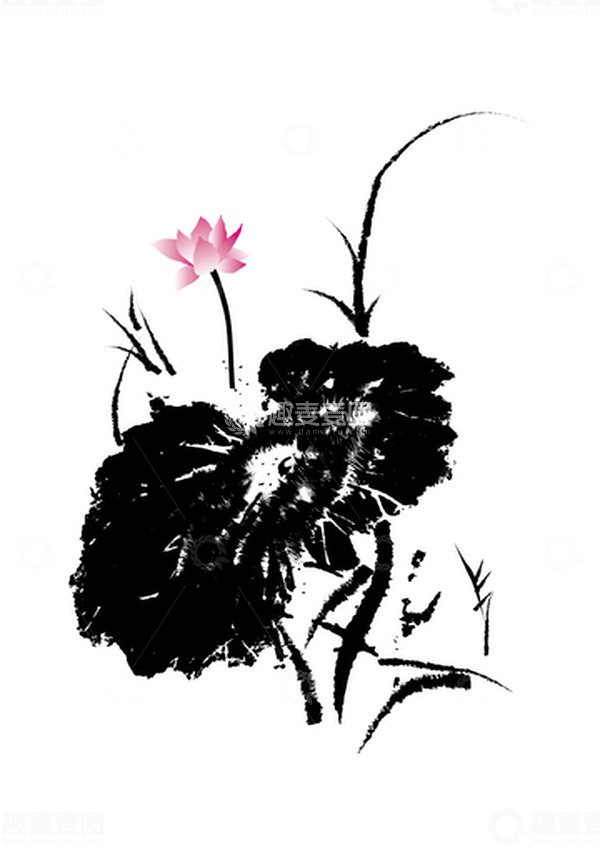 源文件下载【趣麦麦图】水墨风荷花矢量手绘
