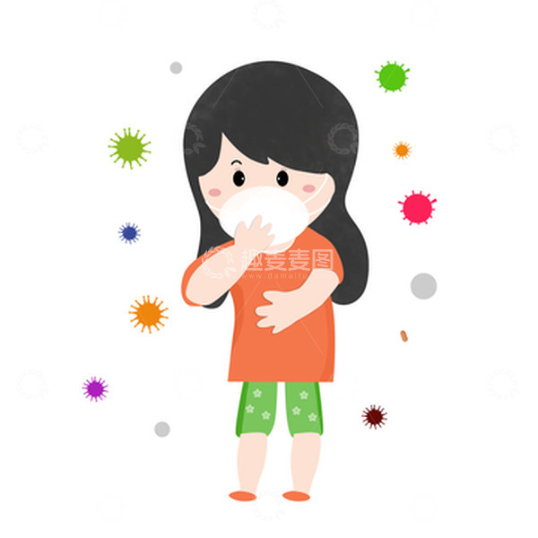 源文件下载【趣麦麦图】戴口罩防疫的女孩