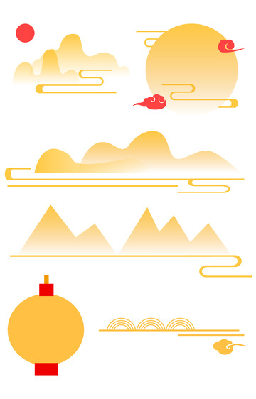 中国风手绘中秋云纹中秋节元素