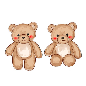 卡通可爱小熊 手绘小熊全身 装饰元素