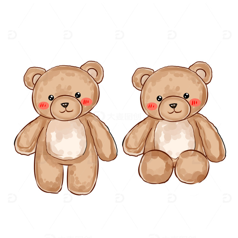 卡通可爱小熊 手绘小熊全身 装饰元素