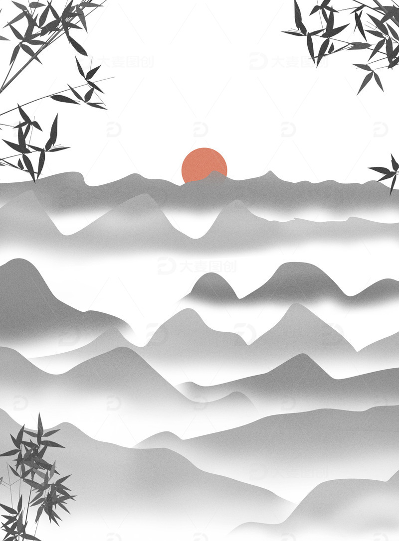 源文件下载【趣麦麦图】黑灰色中国传统水墨风格纹理质感背景