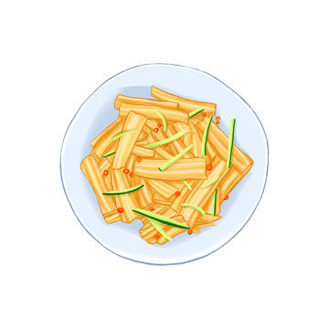 黄色国风美食凉拌腐竹手绘图