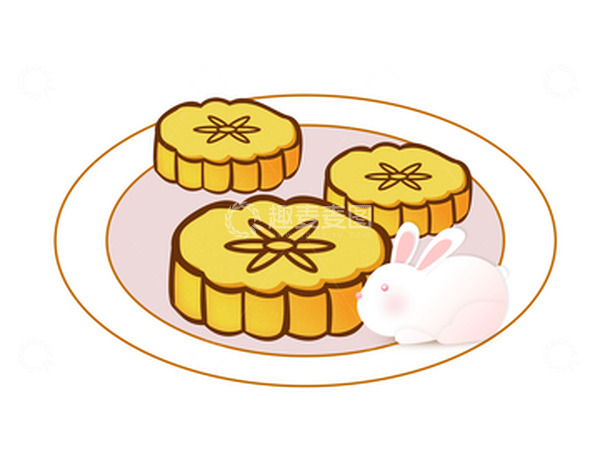 源文件下载【趣麦麦图】中秋手绘玉兔月饼