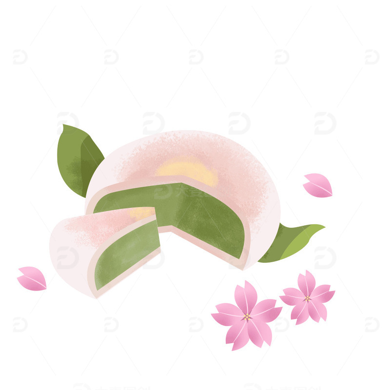 源文件下载【趣麦麦图】粉色中秋节夹心点心甜点桃花素材