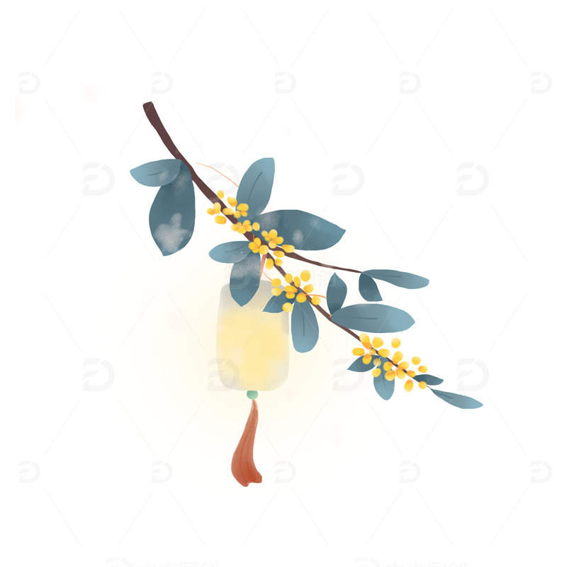 手绘古风中秋规划灯笼装饰元素