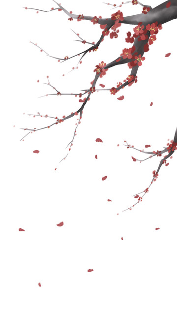 红黑色水墨风梅花图