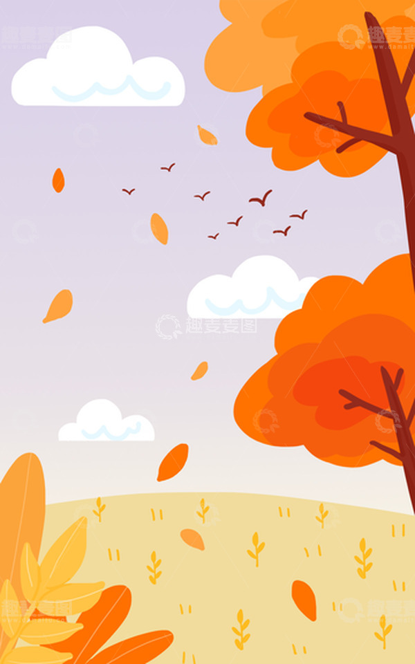 源文件下载【趣麦麦图】立秋小树林落叶背景