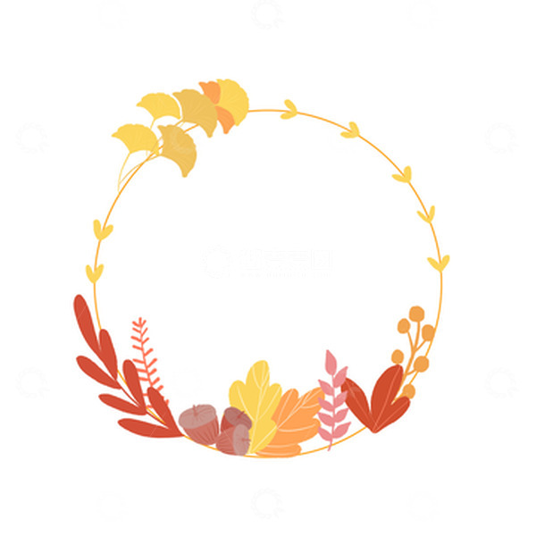 源文件下载【趣麦麦图】-秋天立秋植物边框