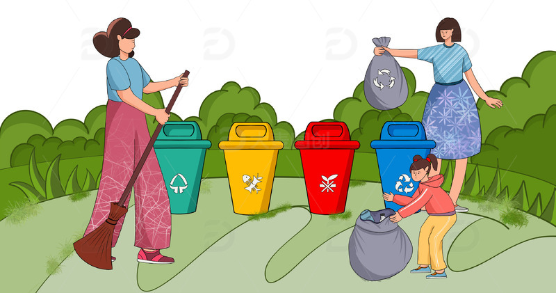 源文件下载【趣麦麦图】垃圾分类环保卡通手绘绿色环境保护