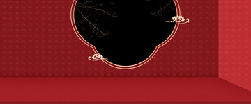 红色复古风国风海报背景