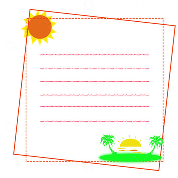 源文件下载【趣麦麦图】太阳 夏天 绿树 边框