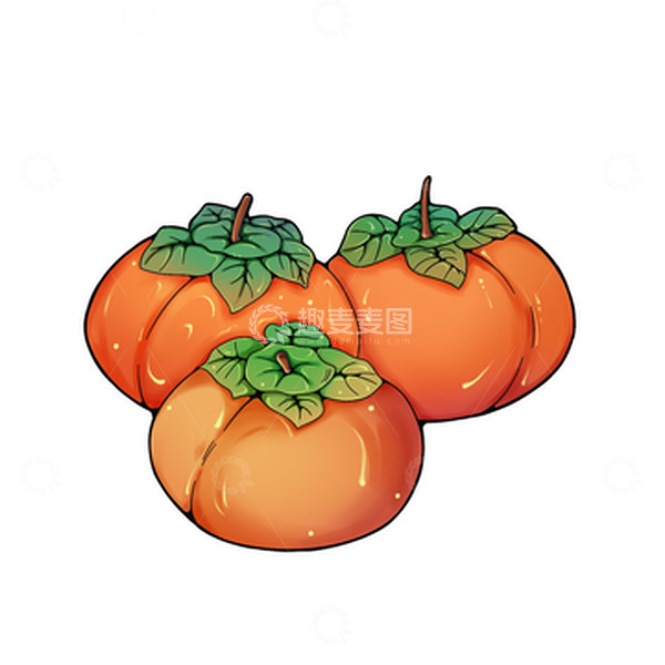 源文件下载【趣麦麦图】黄色立秋柿子卡通手绘