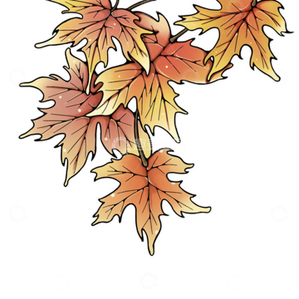 源文件下载【趣麦麦图】立秋黄色枫叶手绘