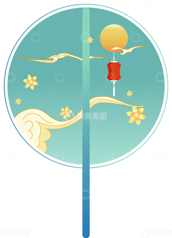 源文件下载【趣麦麦图】中秋节复古手工扇子团扇