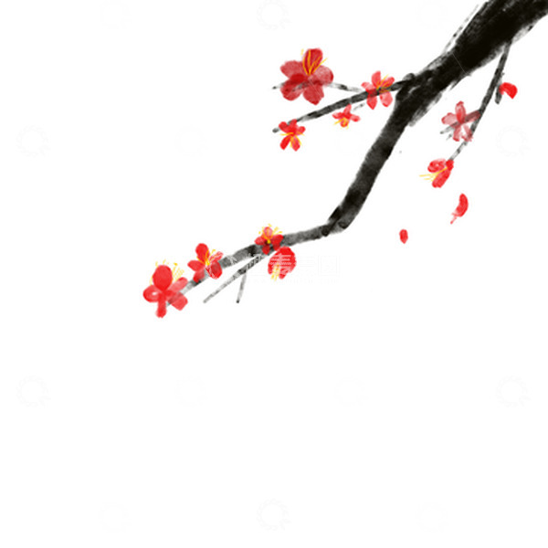 源文件下载【趣麦麦图】-水墨风国画古典梅花