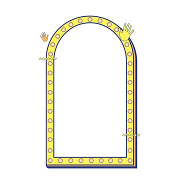 黄色港风潮流拱形边框