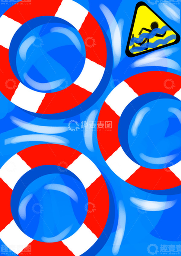 源文件下载【趣麦麦图】手绘救生圈防溺水插画