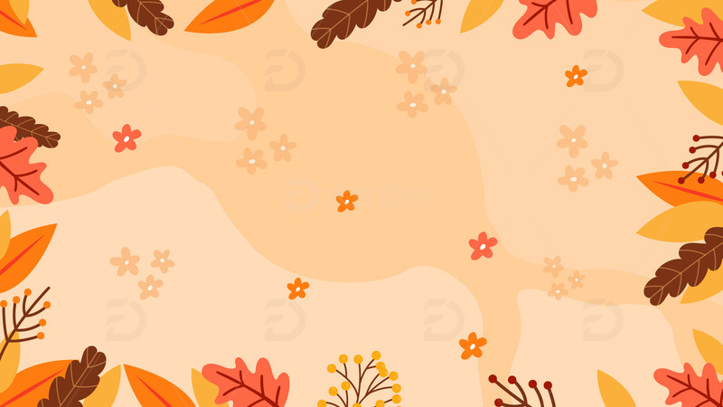 黄色秋天叶子边框矢量背景